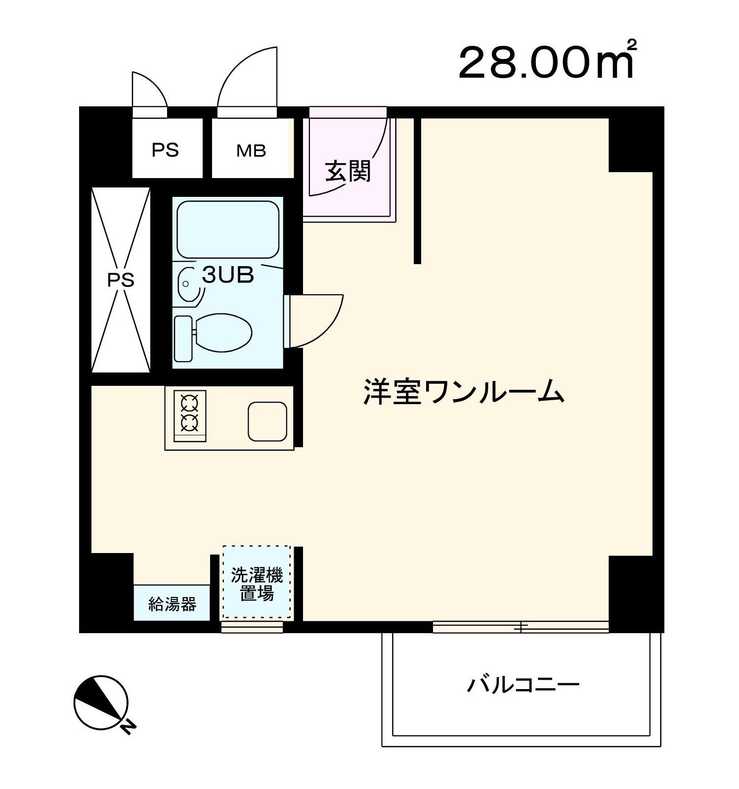 月島ハイツ(ワンルーム/4階)の間取り写真