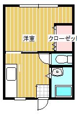 若水ハイツI(1DK/1階)の間取り写真