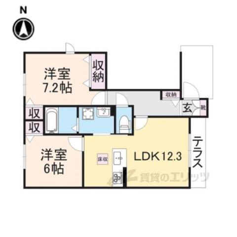 サンシャインヒルズ大谷(2LDK/1階)の間取り写真