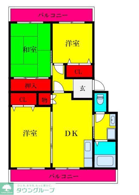 プロミネント馬橋(3DK/2階)の間取り写真