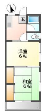 遠藤スカイハイツ(2K/2階)の間取り写真
