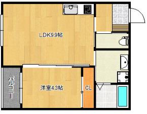 BRAVE BASE REO(1LDK/1階)の間取り写真