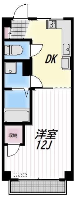 FLAT山王(1DK/3階)の間取り写真
