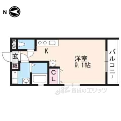 パークス京都東(1K/4階)の間取り写真