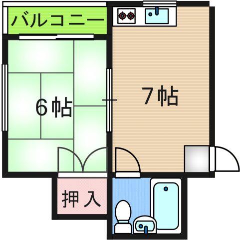 メゾンワタナベ(1DK/4階)の間取り写真