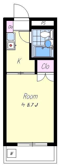 ベルサイユ池上NO.2(1K/2階)の間取り写真