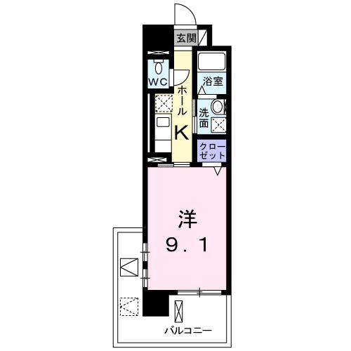 メルベ-ジュ(1K/5階)の間取り写真