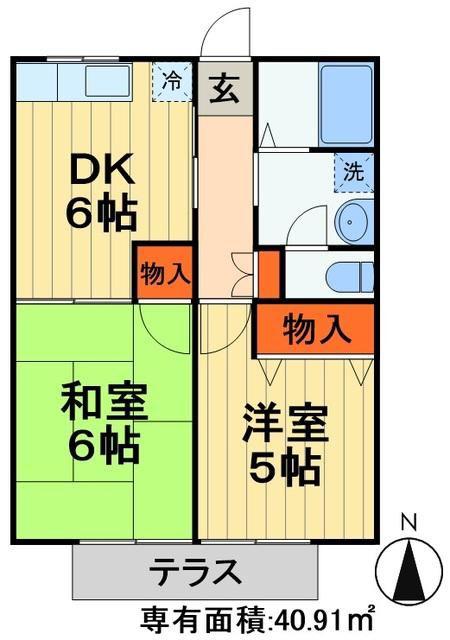 シティハイム国分寺台A(2DK/2階)の間取り写真