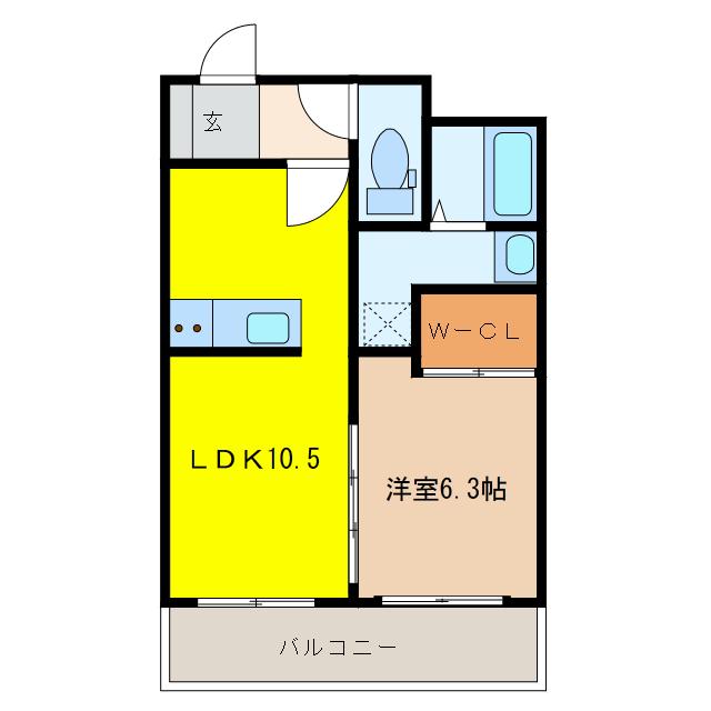 グランツ羽黒(1LDK/2階)の間取り写真