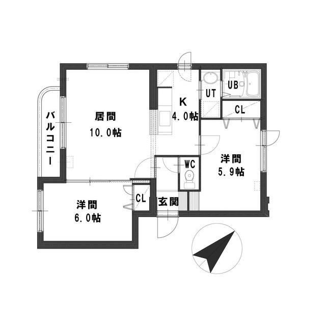 グランメールアヴェンシス(2LDK/3階)の間取り写真