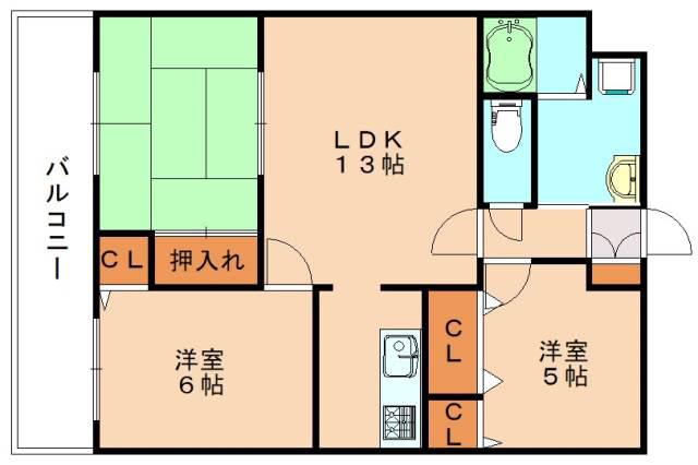 プレアール新飯塚(3LDK/4階)の間取り写真