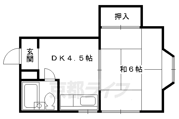 バンブーハイツ(1DK/2階)の間取り写真