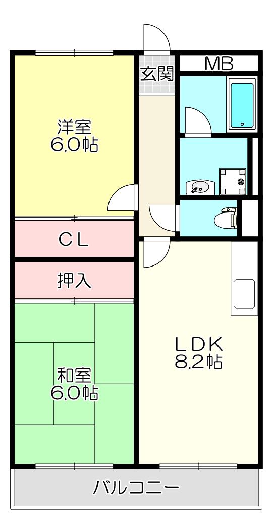 ウインディー田中(3LDK/3階)の間取り写真