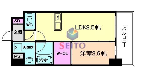 ORSUS大阪福島(1LDK/12階)の間取り写真