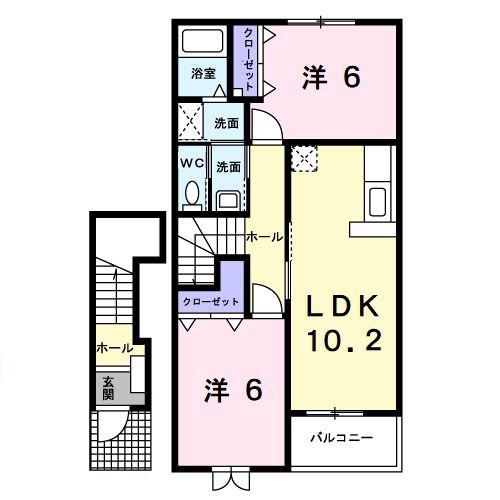 フィオーレ・アツタ(2LDK/2階)の間取り写真