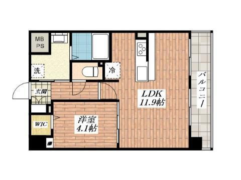 スプランディッド茨木天王(1LDK/1階)の間取り写真