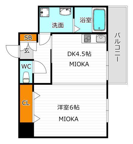 アパルト文の里(1DK/10階)の間取り写真