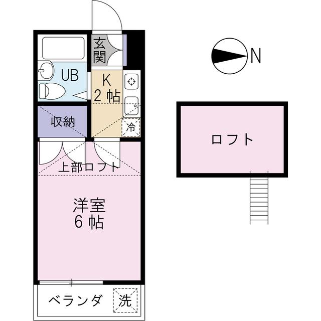 ベルコート宮原(1K/1階)の間取り写真