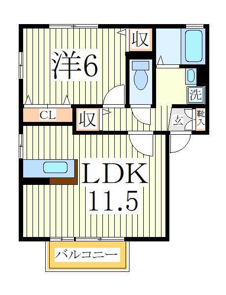フルール・ロメリア(1LDK/2階)の間取り写真