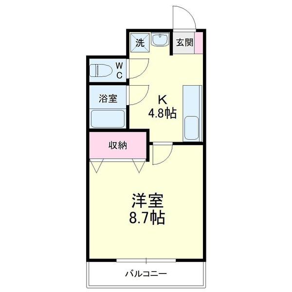 ライフ第6マンション藤枝駅前(1K/2階)の間取り写真