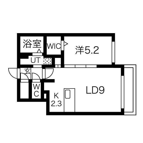 ベラージオ北22条(1LDK/4階)の間取り写真