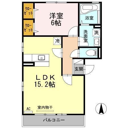 リビングタウン中野美保南 B棟(1LDK/2階)の間取り写真