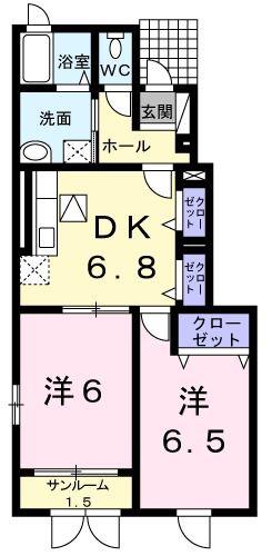 インプレス・桜(2DK/1階)の間取り写真