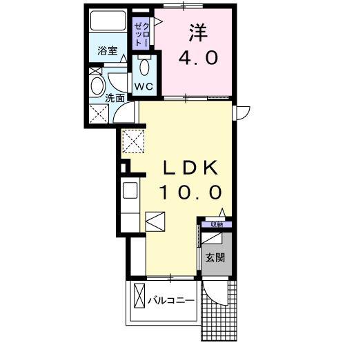 ポルト・ボヌールM III(1LDK/1階)の間取り写真