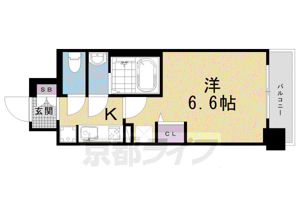 プラシード京都(1K/6階)の間取り写真