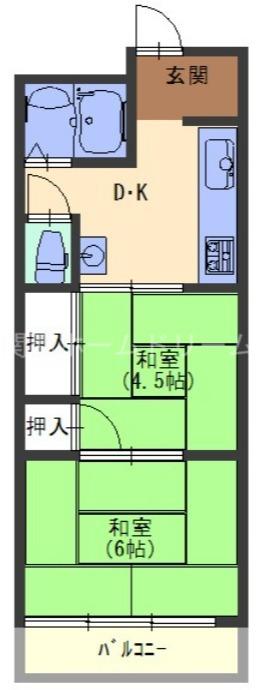 日晃マンション貸R(2DK/5階)の間取り写真
