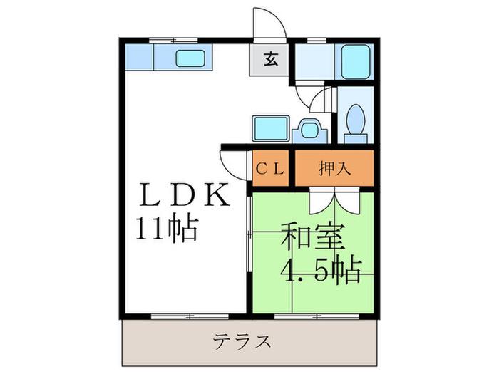 小山ハイツ(1LDK/1階)の間取り写真