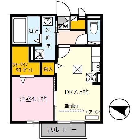 フェリーチェ小雑賀A棟(1DK/1階)の間取り写真