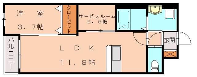 FLEUR DE PLAGE和白(1SLDK/5階)の間取り写真