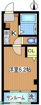 コーポ柚子(1K/2階)の間取り写真