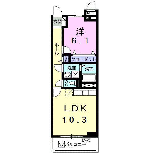 アルバII(1LDK/3階)の間取り写真