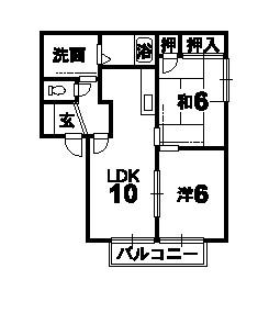 クレセントハイツ(2LDK/2階)の間取り写真