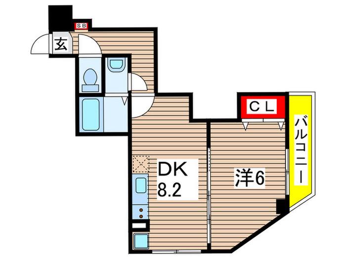 金太郎ヒルズ155(1DK/5階)の間取り写真