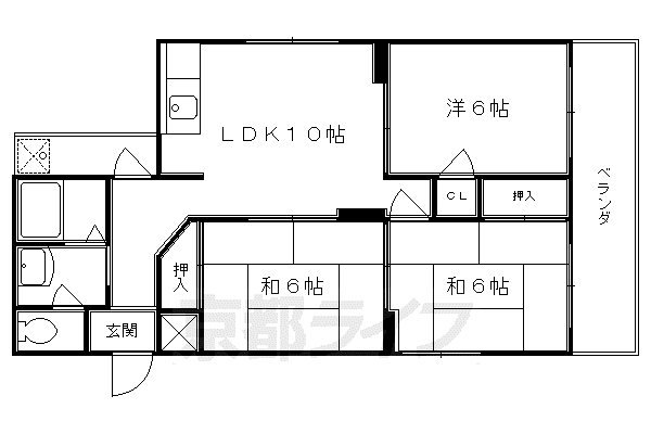 シャトー高野(3LDK/1階)の間取り写真