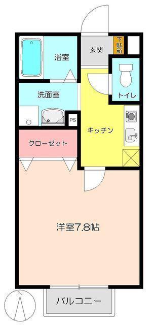 秩父鉄道 ソシオ流通センター駅 徒歩5分 2階建 築24年(1K/1階)の間取り写真