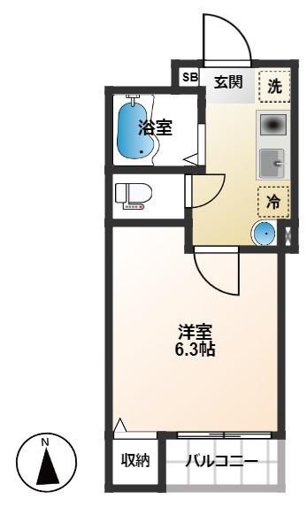 ウェルコートお花茶屋(1K/1階)の間取り写真