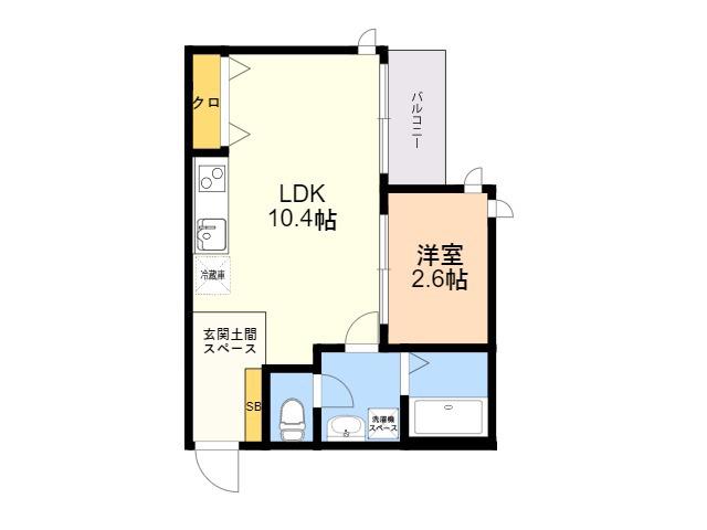 GRANDTIC-KLC野芥Ⅰ(1LDK/1階)の間取り写真