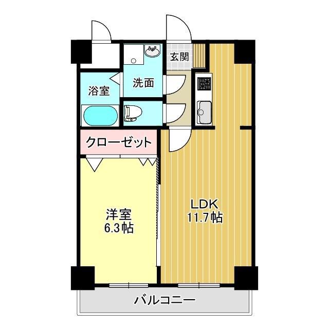 サン フォレストMW(1LDK/6階)の間取り写真
