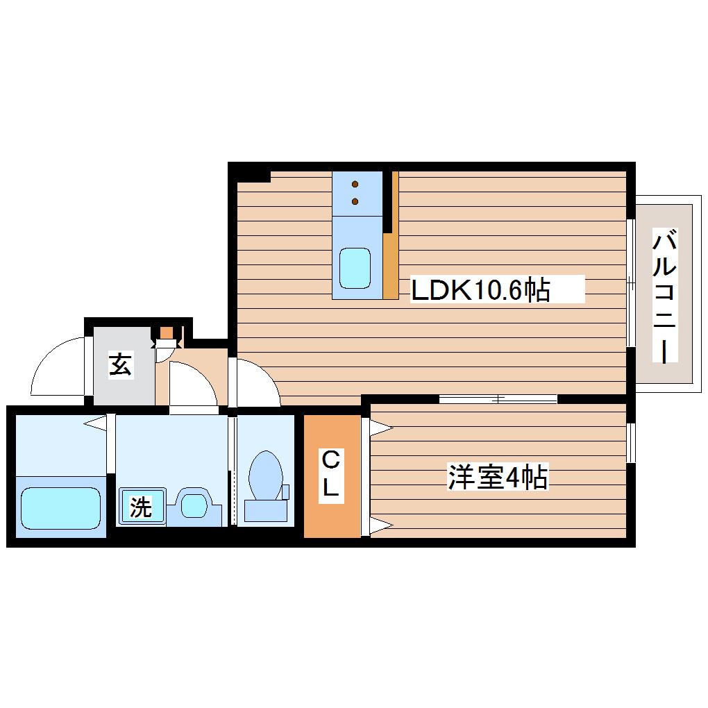 イーストタウンKT(1LDK/1階)の間取り写真