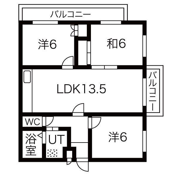 スカイハイツ玉手(3LDK/1階)の間取り写真