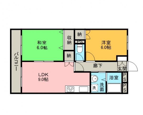 千代田サンライズマンションB棟(2LDK/1階)の間取り写真