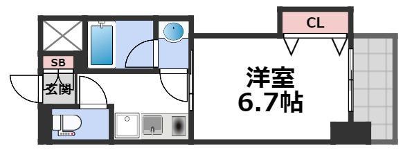 グレンパーク中川(1K/8階)の間取り写真