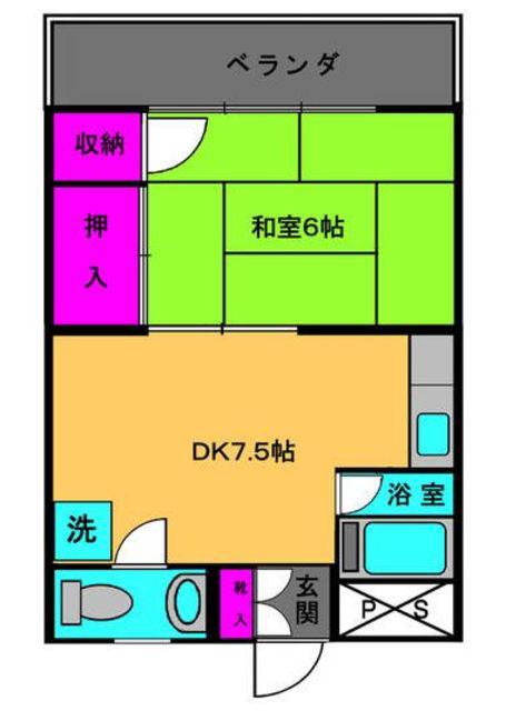 黒沼マンション(1DK/3階)の間取り写真