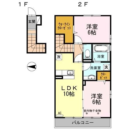 レユシールイコウ(2LDK/2階)の間取り写真