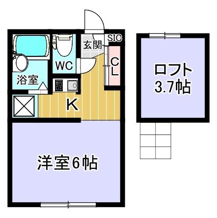 コア桜ヶ丘(ワンルーム/2階)の間取り写真