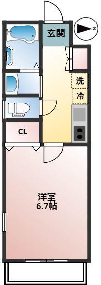 ルネス広瀞(1K/4階)の間取り写真